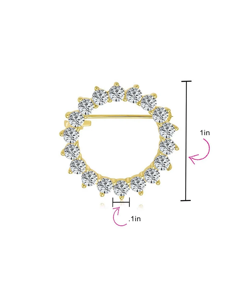 Bling Jewelry Classic Eternity Baguette Cut Cubic Zirconia Cz Clear Purple Scarf Round Circle Brooch Pin Gold or Silver Plated Brass