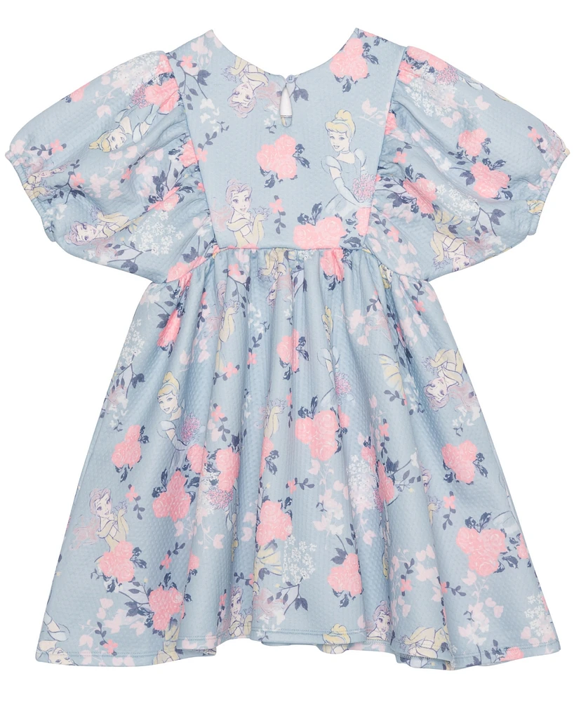 Disney Toddler and Little Girls Princess Flower Short Sleeve Dress