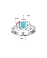 Bling Jewelry Delicate Oval Natural Stone Bff Sorority Sister Promise Trinity Celtic Knot Triquetra Ring Thin Band .925 Sterling Silver Rings