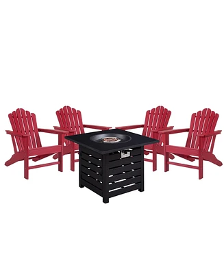 Piece Hdpe Adirondack Chairs Outdoor Conversation Set with 32-inch Propane Fire Pit Table
