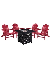 Piece Hdpe Adirondack Chairs Outdoor Conversation Set with 32-inch Propane Fire Pit Table