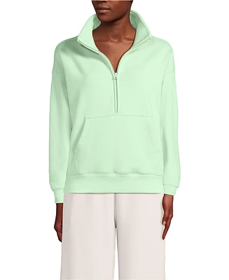 Lands' End Women's Serious Sweats Relaxed Long Sleeve Half Zip Sweatshirt
