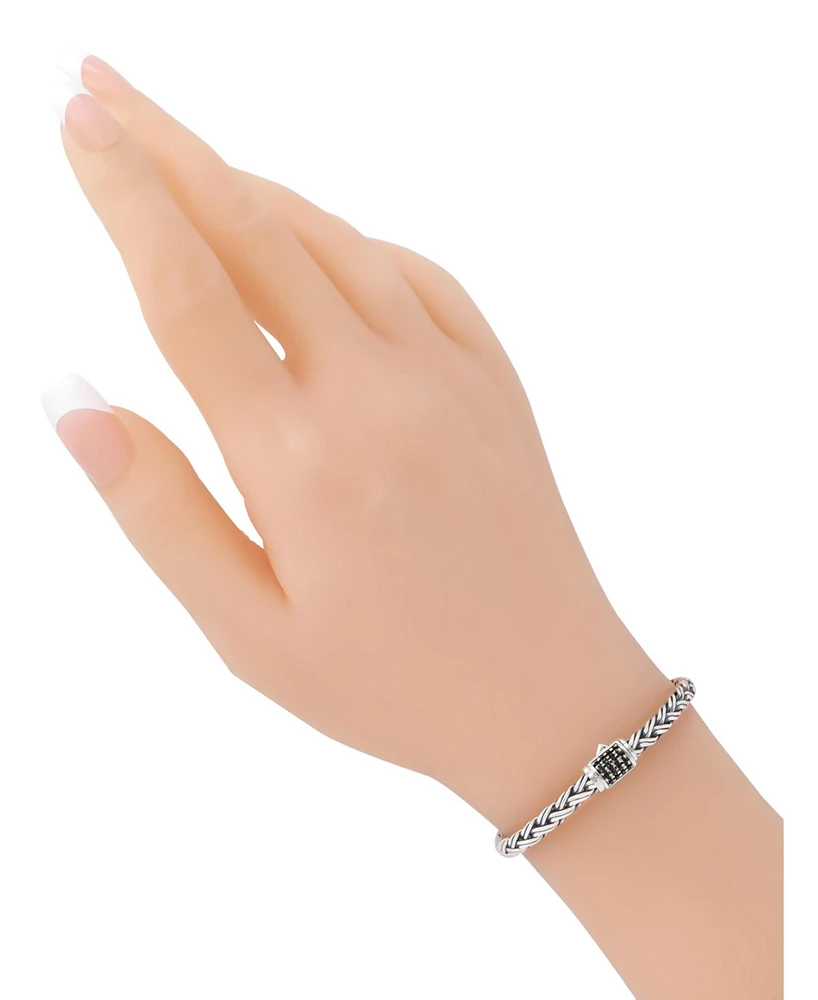 Black Spinel & Sterling Silver Paddy Oval 5mm Chain Bracelet, X-Large 8.5 in