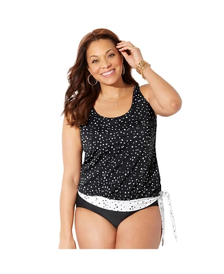 Swimsuits for All Women's Side Tie Blouson Tankini Top