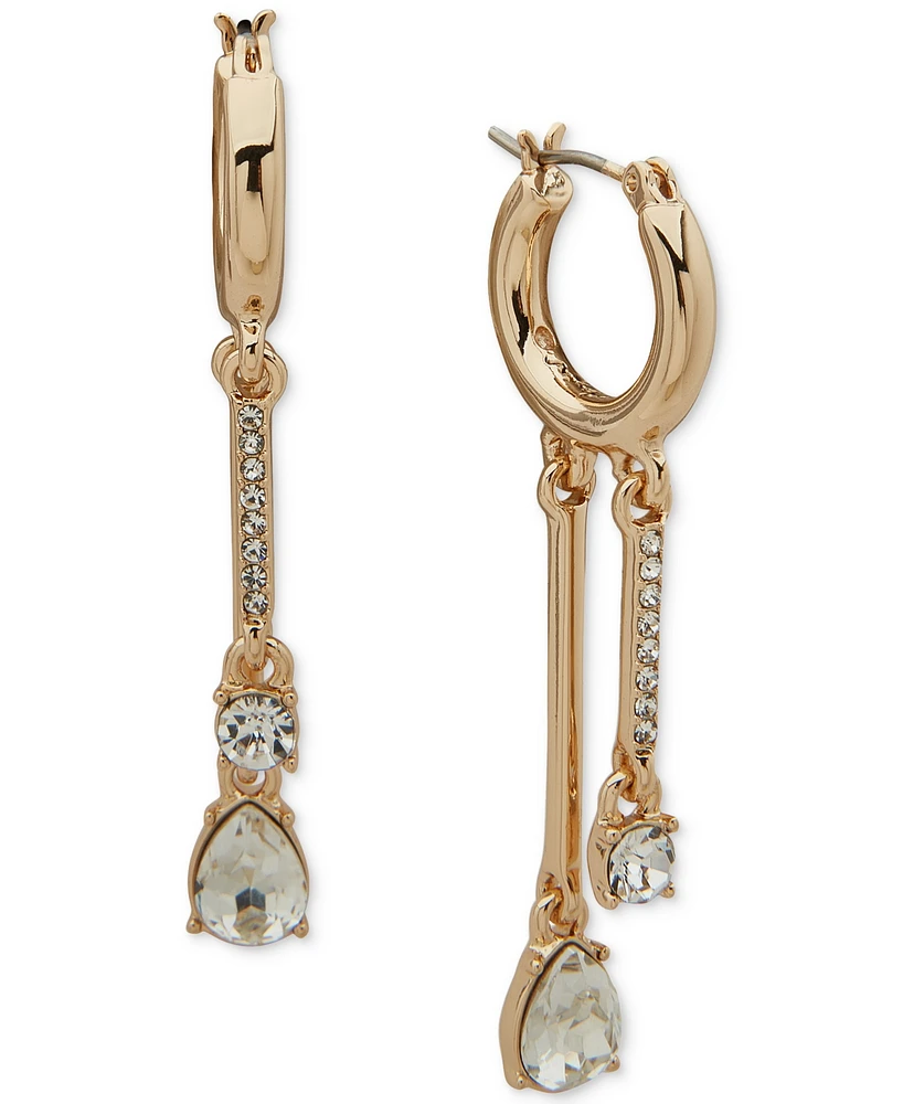 Karl Lagerfeld Paris Gold-Tone Mixed Crystal Shaky Charm Hoop Earrings
