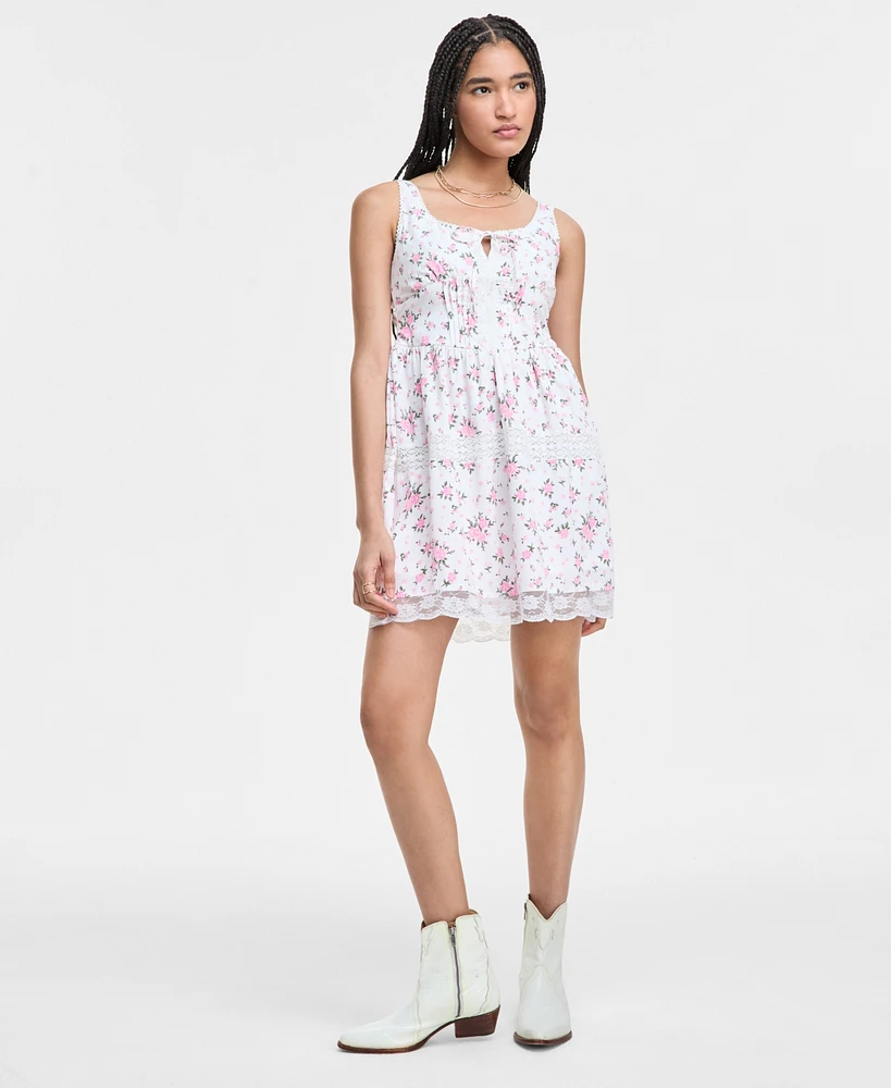 Planet Heart Juniors' Printed Sleeveless Corset Mini Dress