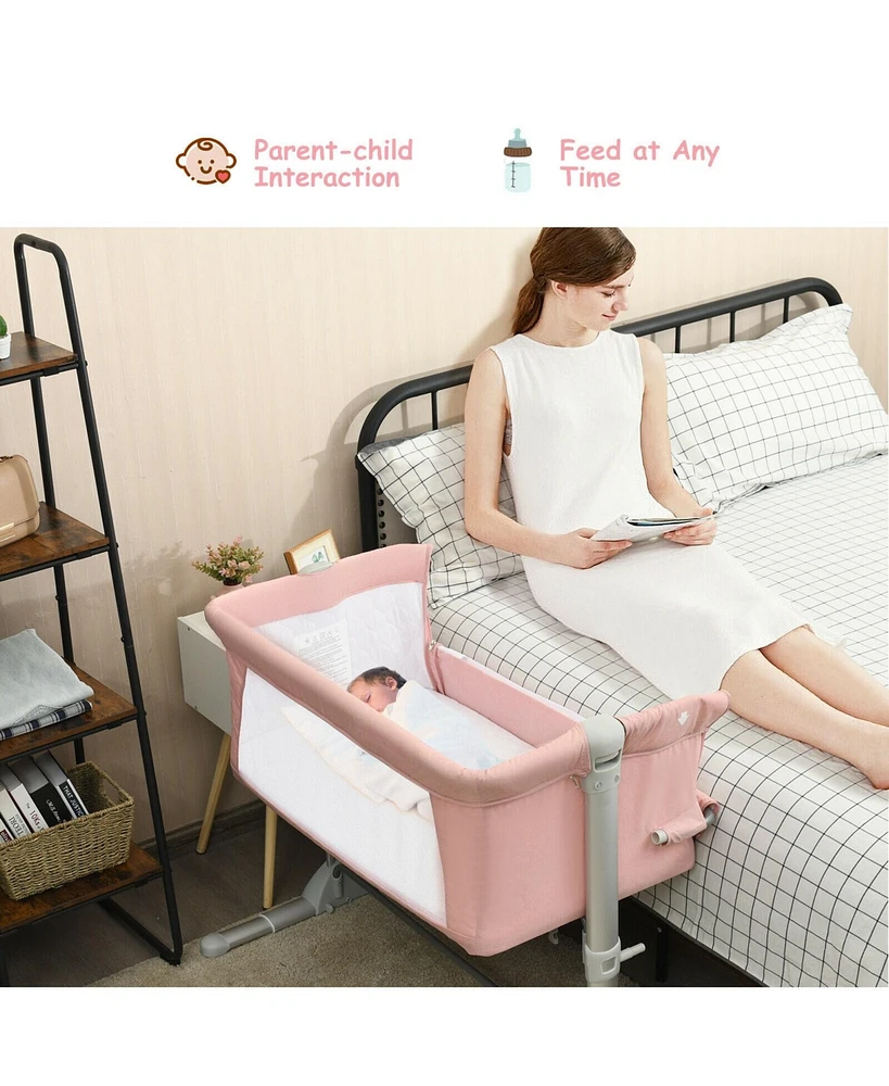Gouun Kids Travel Portable Bed Side Sleeper Bassinet Crib with Carrying Bag
