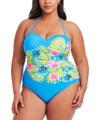 Bleu by Rod Beattie Plus Lets Get Away Shirred Swimsuit