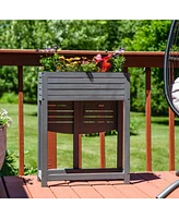 Acacia Wood Folding Table with Planter Box - 30.5" H