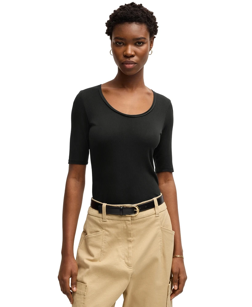 Boss by Hugo Boss Women's Ribbed Scoop Neck T-Shirt