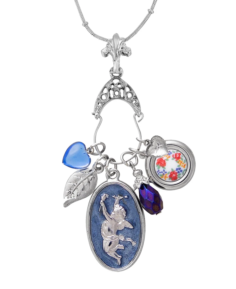2028 Blue Angel Charm Holder Necklace
