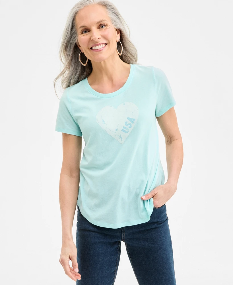 Style & Co Women's Usa Flag Graphic Crewneck T-Shirt