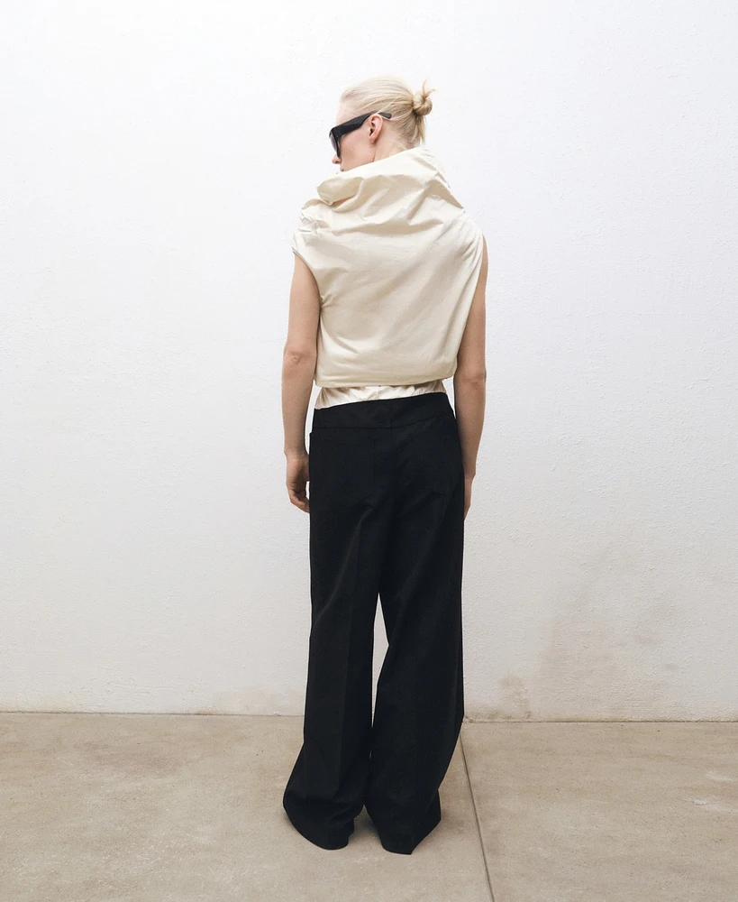 Mango Women's Combined Wool Blend Jogger Pants