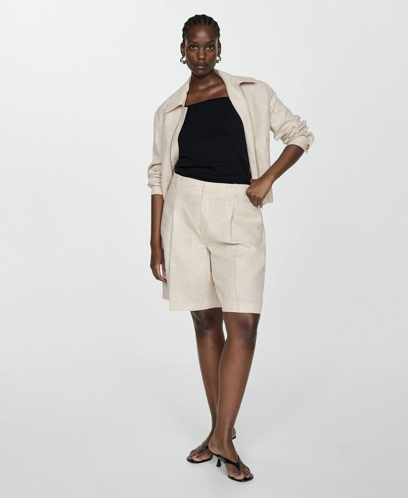 Mango Women's Linen Bermuda Shorts