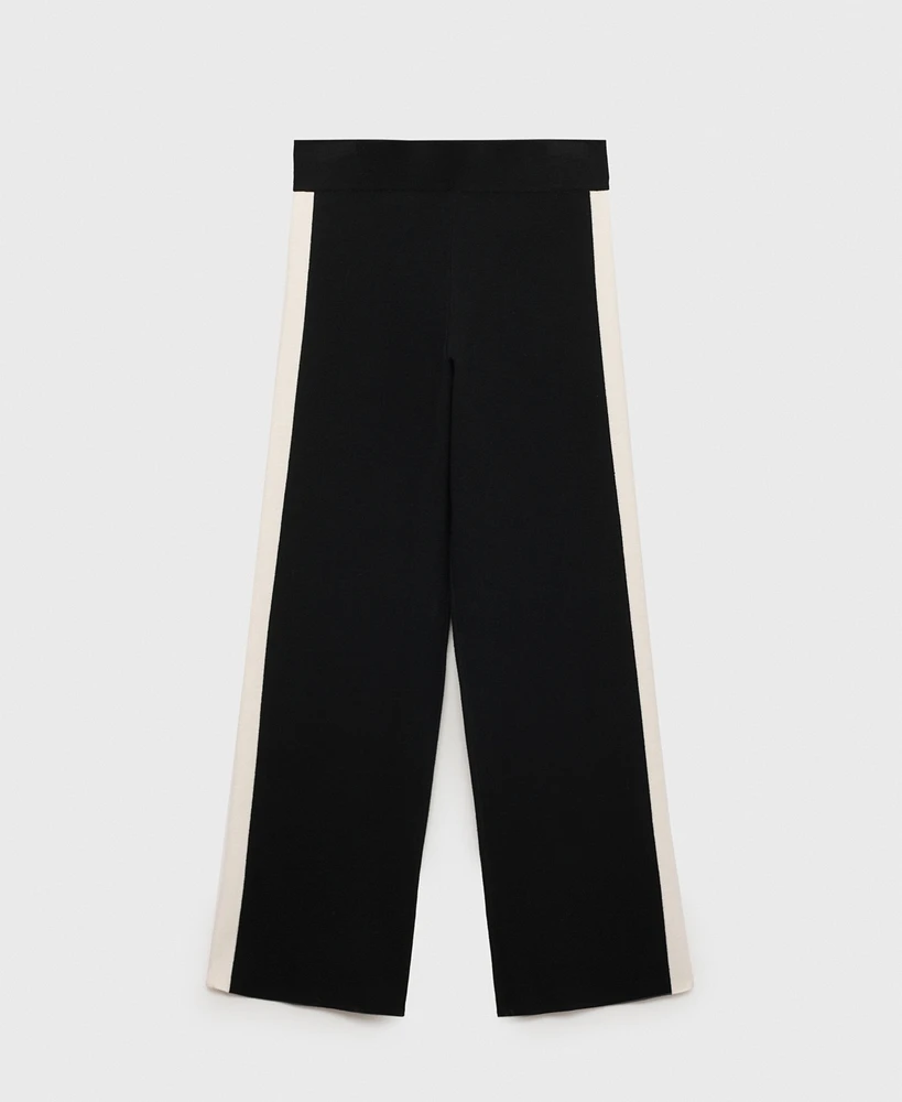 Mango Women's Contrasting Stripes Knitted Trousers