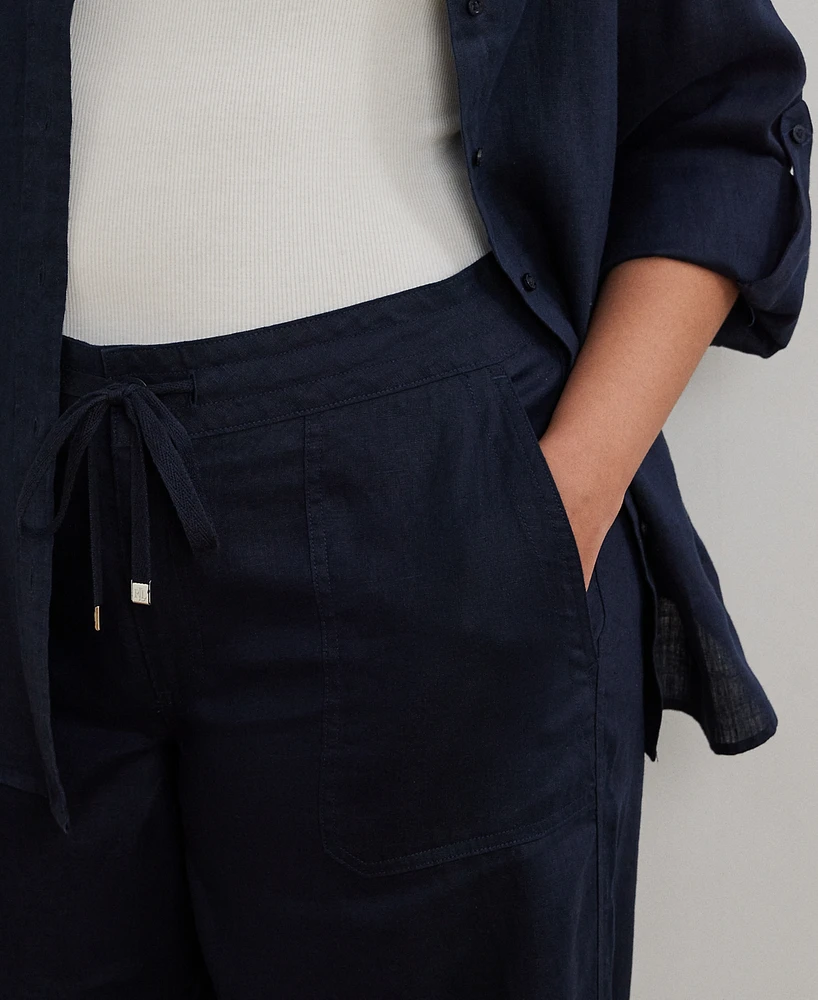 Lauren Ralph Lauren Plus Size Linen Drawcord Pants