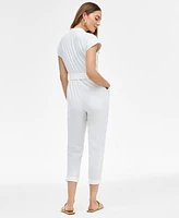 I.n.c. International Concepts Women's Belted Cap-Sleeve Jumpsuit