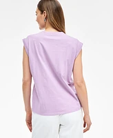 I.n.c. International Concepts Women's Embellished Cotton Top, Created for Macy's