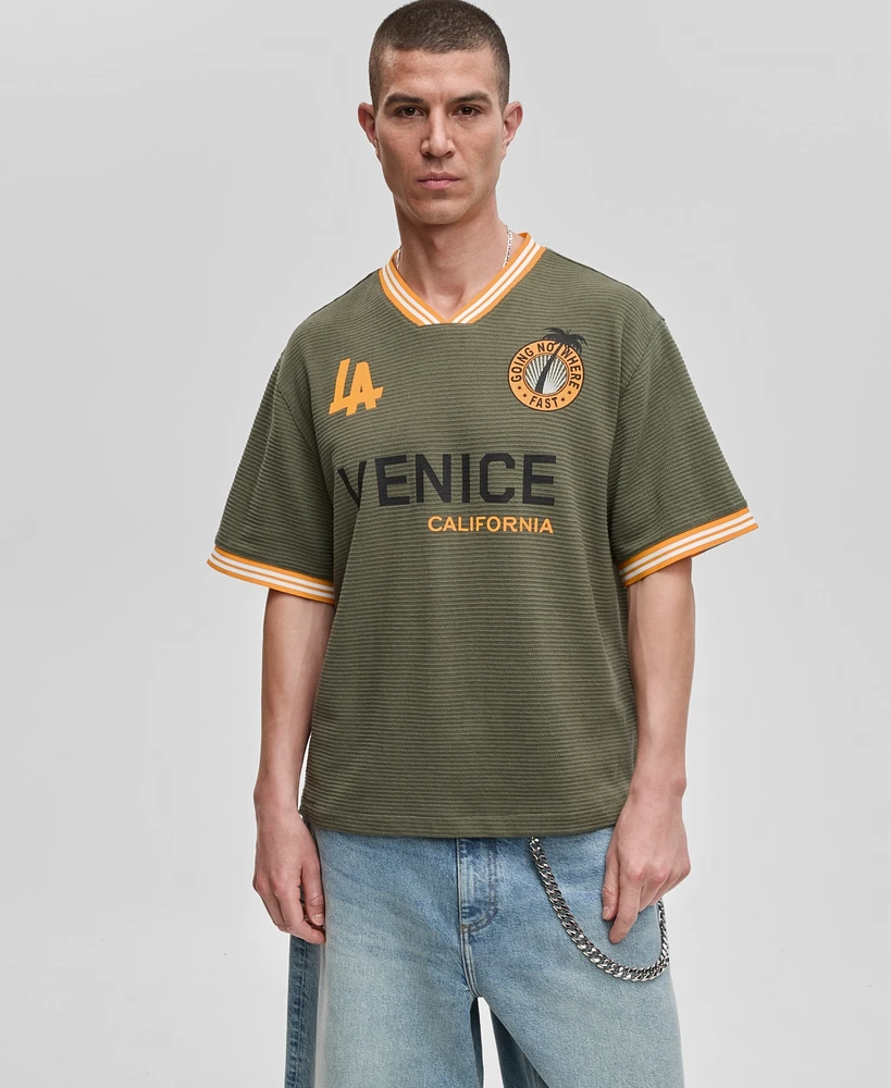 Mode of One Men's Relaxed Fit Short Sleeve Waffle-Knit Logo T-Shirt, Exclusively at Macy's