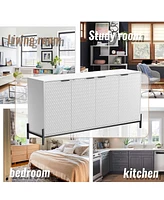 Modern Storage Cabinet with Adjustable Shelves, 65IN Accent Cabinet with 4 Doors, Decorative Cabinets for Living Room, Kitchen, Office