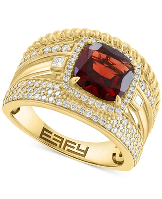 Effy Garnet (2-1/5 ct. t.w.) & Diamond (5/8 ct. t.w.), Multirow Statement Ring in 14k Gold-Plated Sterling Silver