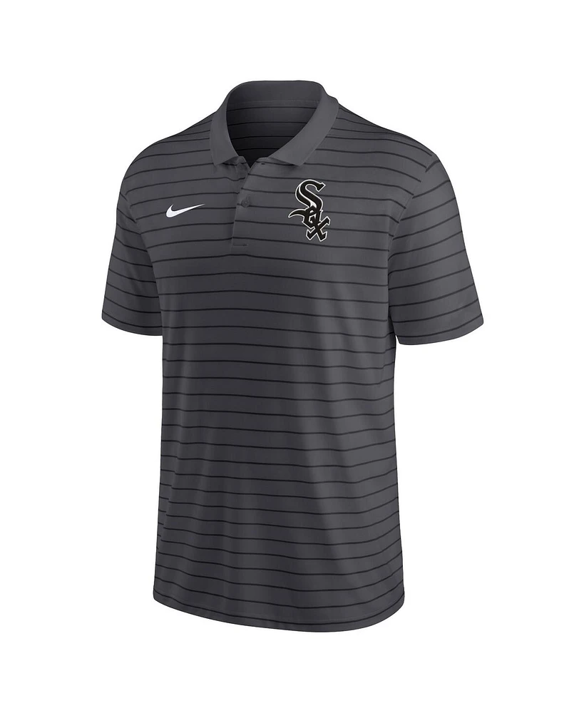 Men's Nike Charcoal Chicago White Sox Authentic Collection Victory Striped Performance Polo Shirt