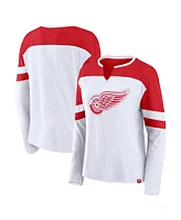 Fanatics Women's White/Athletic Red Detroit Red Wings 2025 Nhl Stadium Series Frozen Long Sleeve Notch Neck Top