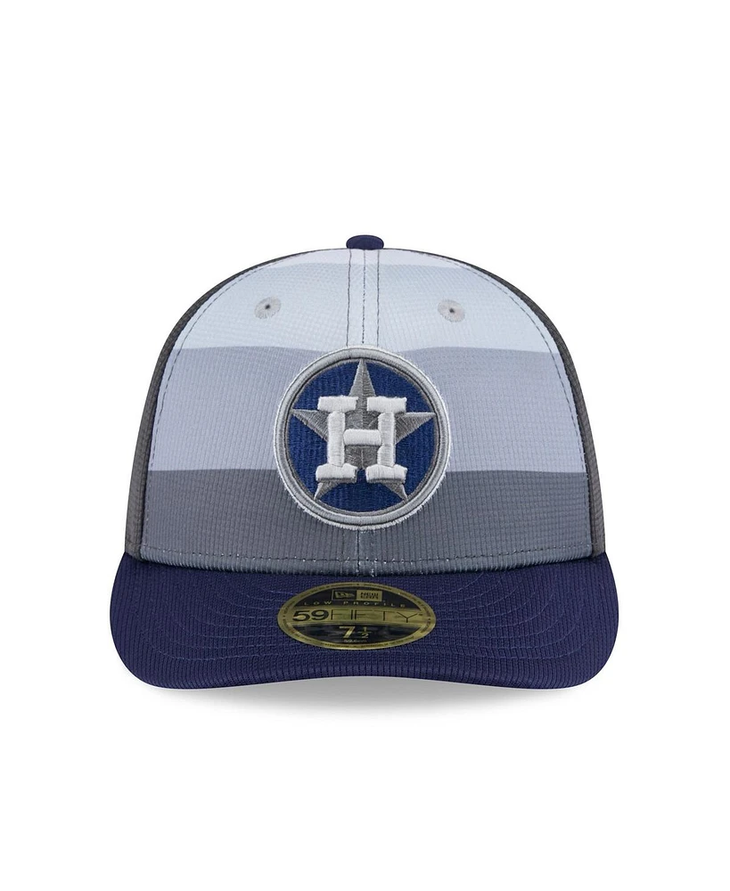 New Era Men's Gray/Navy Houston Astros 2025 Batting Practice Low Profile 59FIFTY Fitted Hat