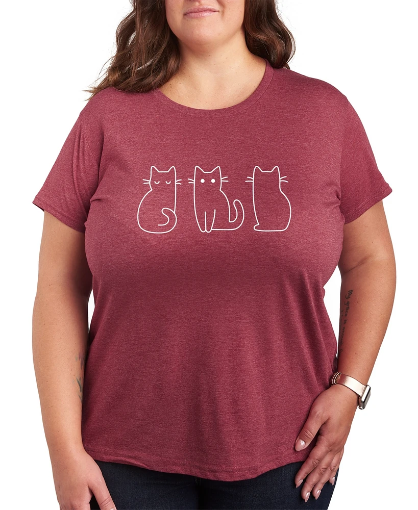 Hybrid Apparel Trendy Plus 3 Cats Graphic Crew Neck T-Shirt