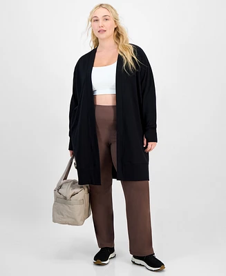 Id Ideology Plus Open-Front Long-Line Cardigan, Exclusively at Macy's