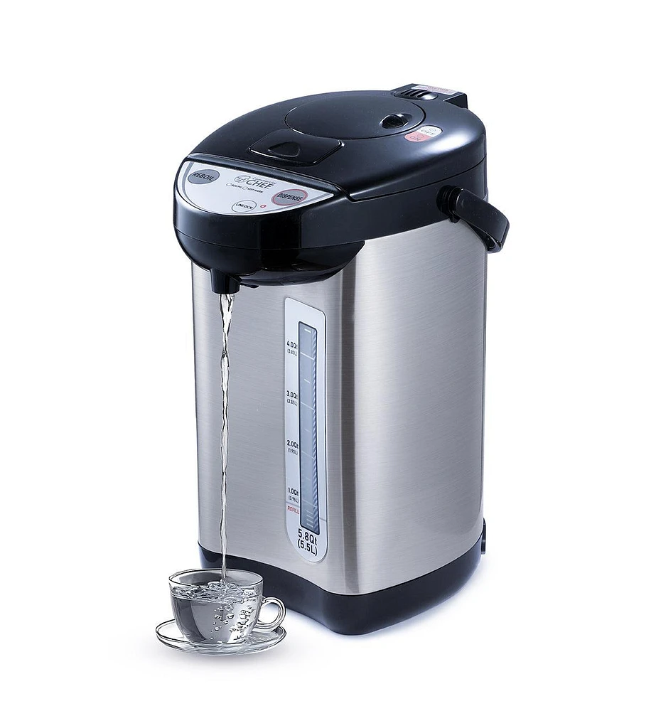 Commercial Chef Electric Hot Water Dispenser, 750W Stainless Steel Water Boiler with 5.8 Qt. Capacity, 360-Degree Base, 3 Dispensing Modes, Chlorine R