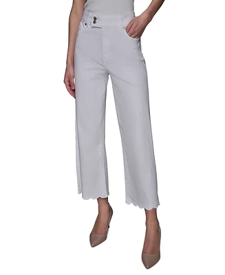 Karl Lagerfeld Paris Women's Scalloped-Edge Cropped Jeans