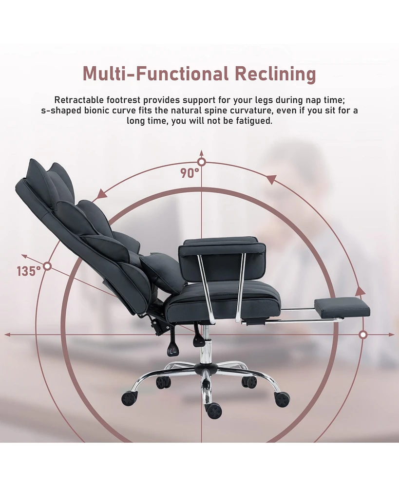 Dyhome Gaming Chair, Racing Office Ergonomic High-Back Pu Leather Reclining Computer Desk Executive Swivel Rolling Chair f