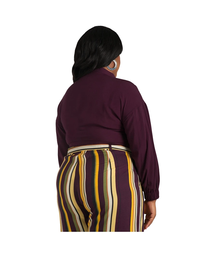 Poetic Justice Plus Cropped Button Down Tie Front Shirt