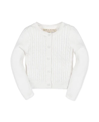 Hope & Henry Baby Long Sleeve Cable Knit Cardigan Sweater