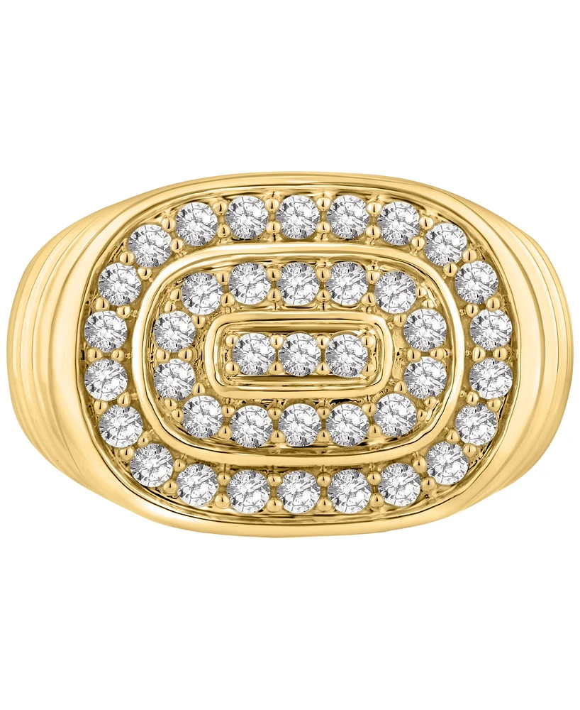 Men's Diamond Circular Cluster Oval Ring (1 ct. t.w.) in 10k Gold