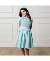 Hope & Henry Little Girls Puff Sleeve Smocked Party Dress with Peter Pan Collar