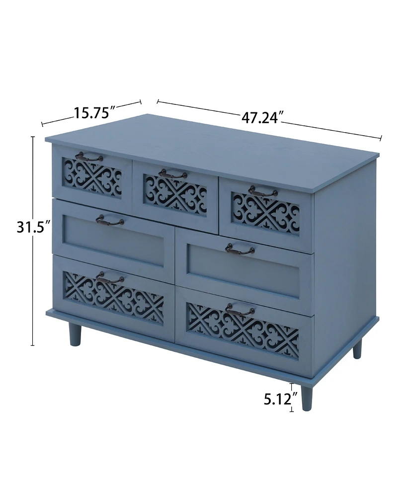 Mondawe 7 Drawer Cabinet, American Furniture, Suitable for Bedroom, Living Room, Study