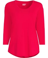 Lands' End Women's 3/4 Sleeve Lightweight Jersey Shirttail Tee