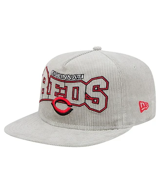 New Era Men's Gray Cincinnati Reds Corduroy Golfer Snapback Hat