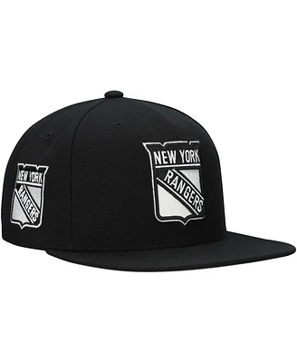 Mitchell & Ness Men's Black New York Rangers Team Snapback Hat