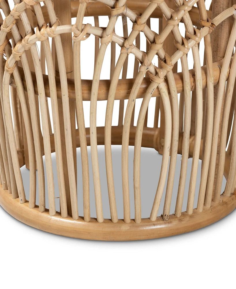 bali & pari 15.4" Finished Rattan Edena Modern Bohemian End Table