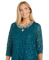 R & M Richards Petite Sequin Lace Jacket, Tank Pants Set