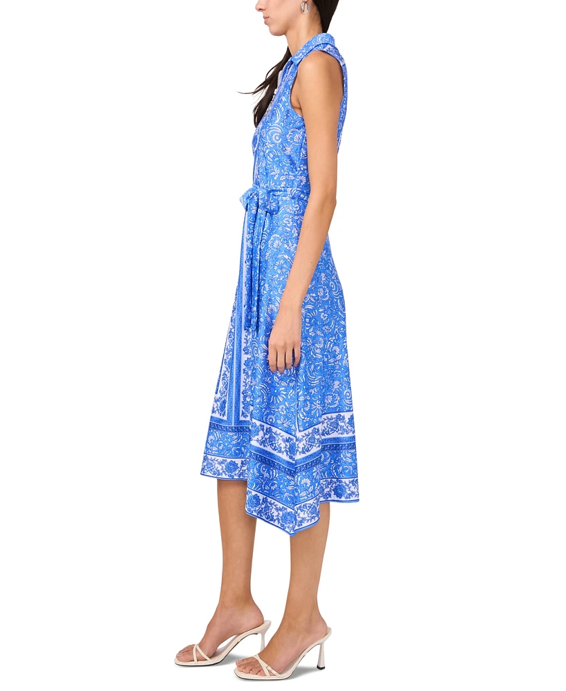 Msk Petite Printed Tie-Waist Fit & Flare Dress