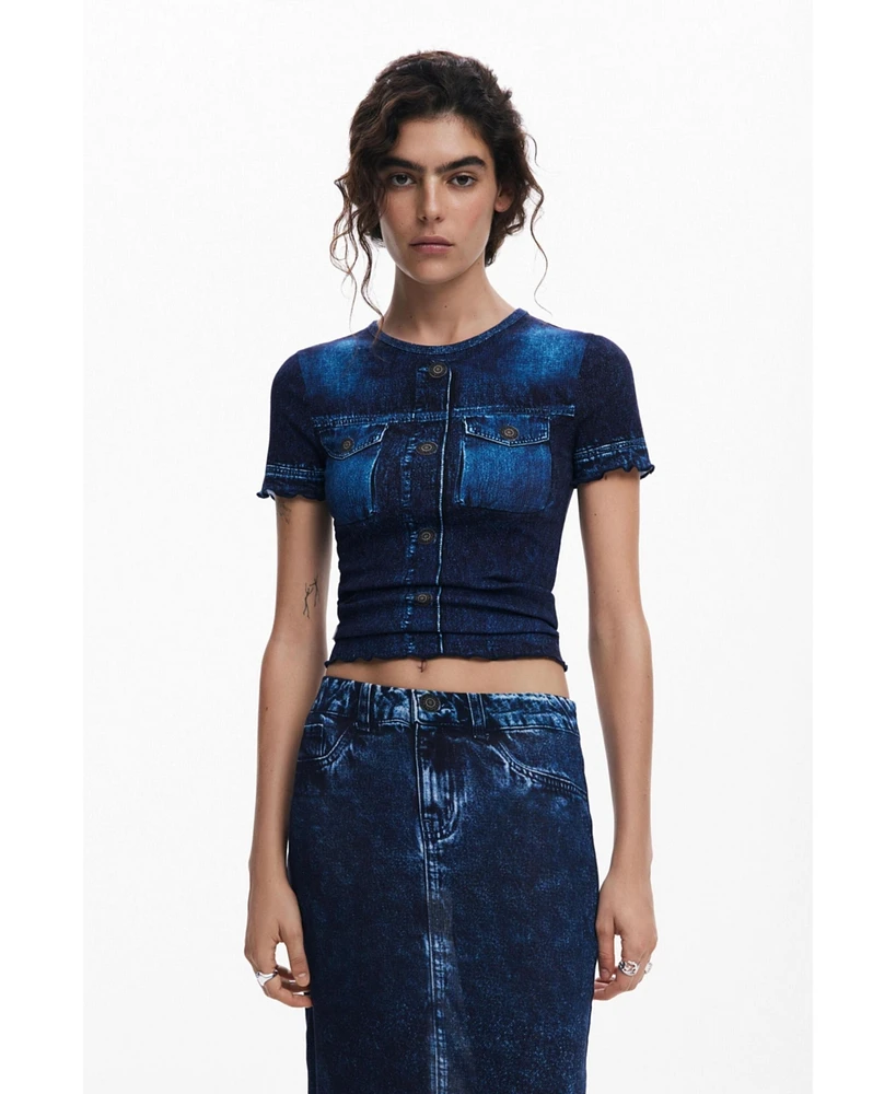Desigual Women's Denim-effect skirt