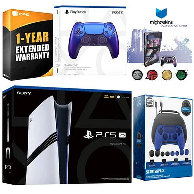 Sony PlayStation 5 Pro with Extra Volcanic Red Controller, Gamer Starter Kit and MightySkins Decal Voucher Plus 1 Year Cps Extended Warranty
