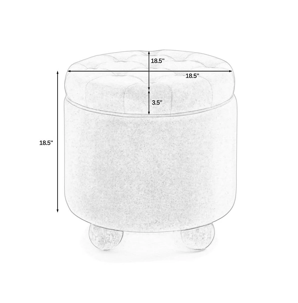 Round Velvet Storage Ottoman with Lid, Multi-Functional Tufted Footrest for Living Room & Bedroom-The Pop Home