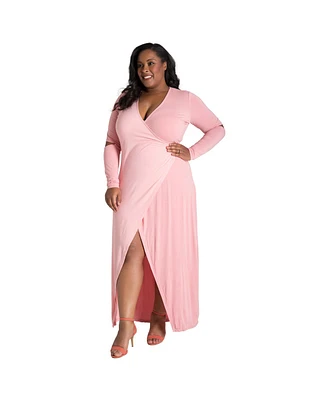 Poetic Justice Plus Size Elbow Cut Out Jersey Wrap Maxi Dress