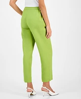 Kasper Women's Linen Mid-Rise Straight-Leg Ankle Pants