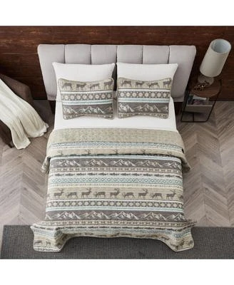 Linery Co. Wildlife Stripe Microfiber Quilt Set With Shams